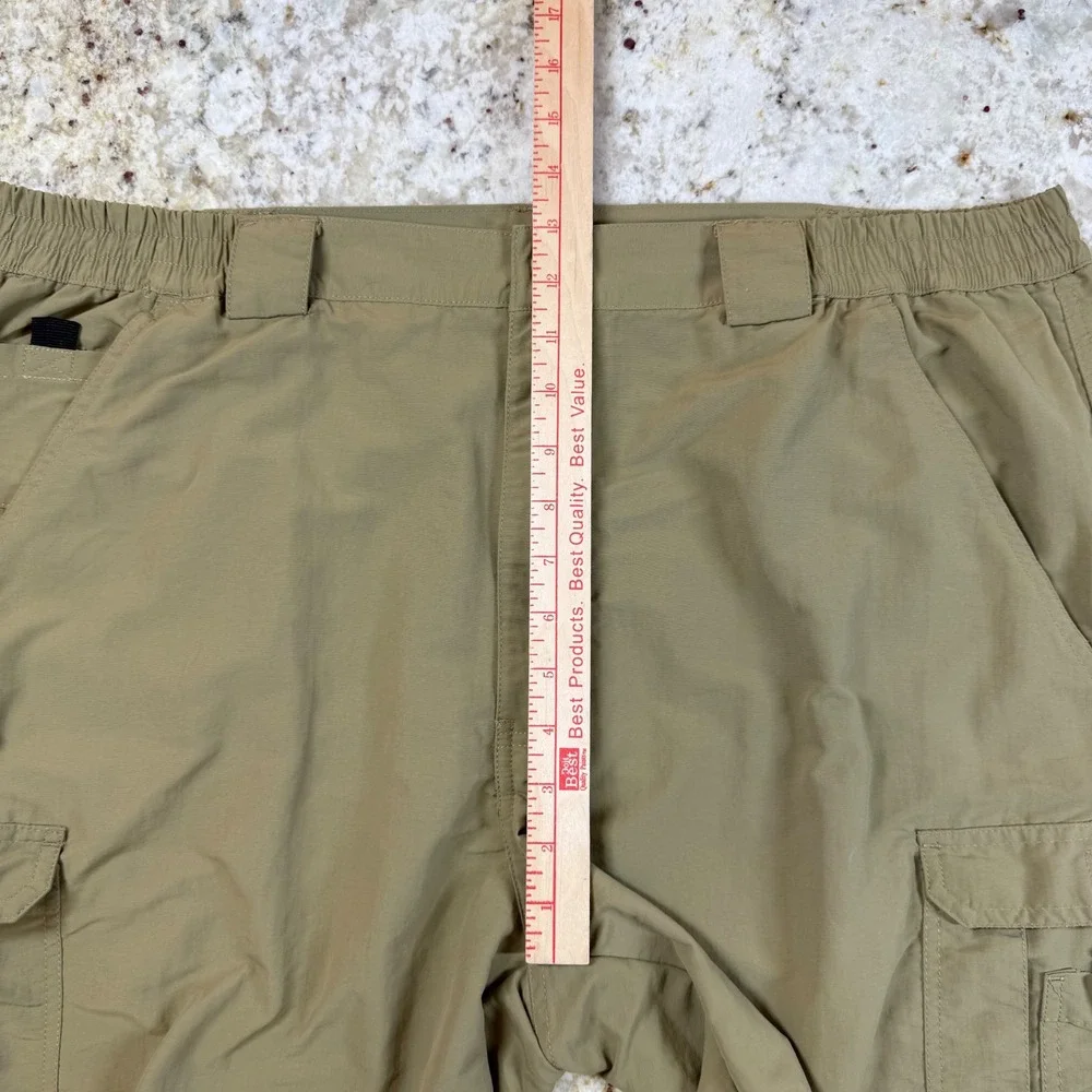 Bimini Bay Outfitters Men Khaki Nylon Cargo Fishing Shorts Size 40 Elastic Waist